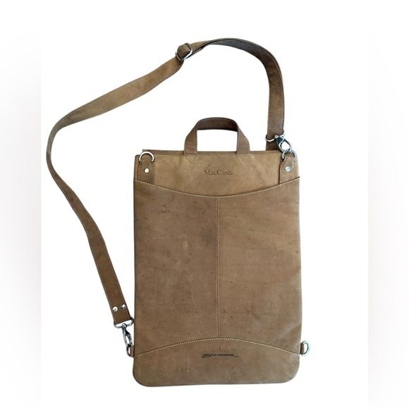 Michael Santoro Design MacCase Leather Vertical Messenger Laptop Computer Bag - Picture 2 of 7